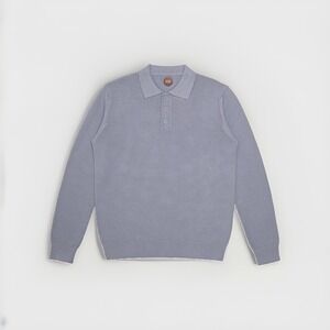Common People Men's Medium Massie Long Sleeve Textured Sweater Polo Blue NWT